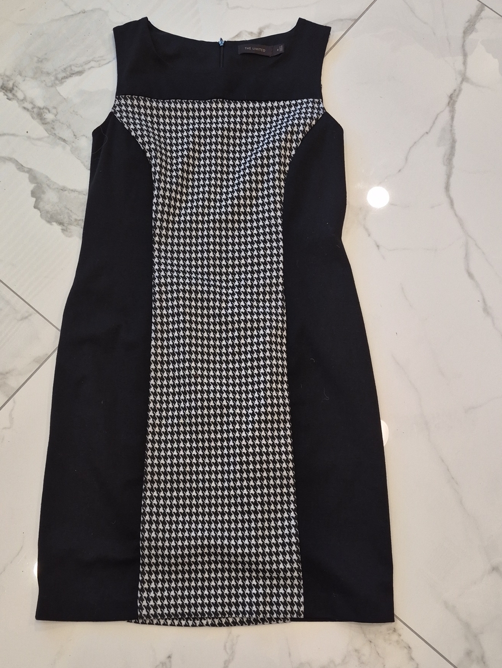 The Limited Black & White Houndstooth Panel Pencil Dress Nwot
